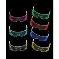 MULTI-COLOR LED ASSORTED PRINT CYBER SUNGLASSES ( 1 PIECE) 