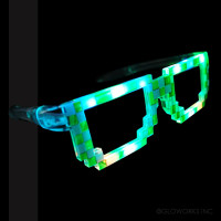 LED FLASHING GREEN/WHITE PIXEL GLASSES (1 PIECE)