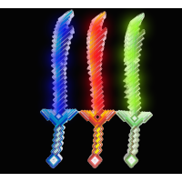 24" FLASHING CRYSTAL PIXEL SWORD  ASSORTED COLORS (1 PIECE)