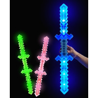 LED FLASHING DOUBLE SIDED PIXEL SWORD  ASSORTED COLORS (1 PIECE)
