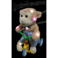 ASSORTED STYLE 13" MUSICAL LED PLUSH BEAR ON BIKE (1 PIECE)