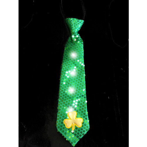 LIGHT-UP SEQUIN NECKTIE W/CLOVER EMBLEM (1 PIECE)