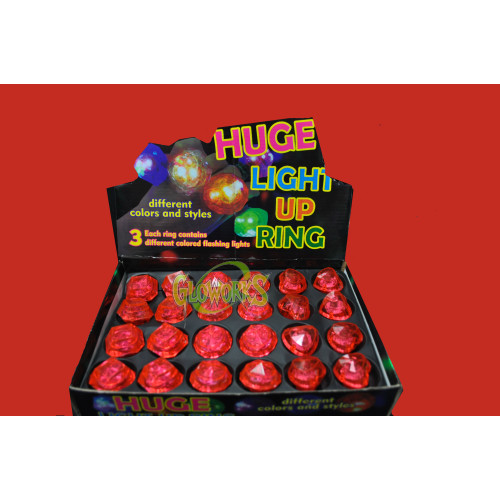 FLASHING DIAMOND RING ASSORTED SHAPED RED (1 PIECE)